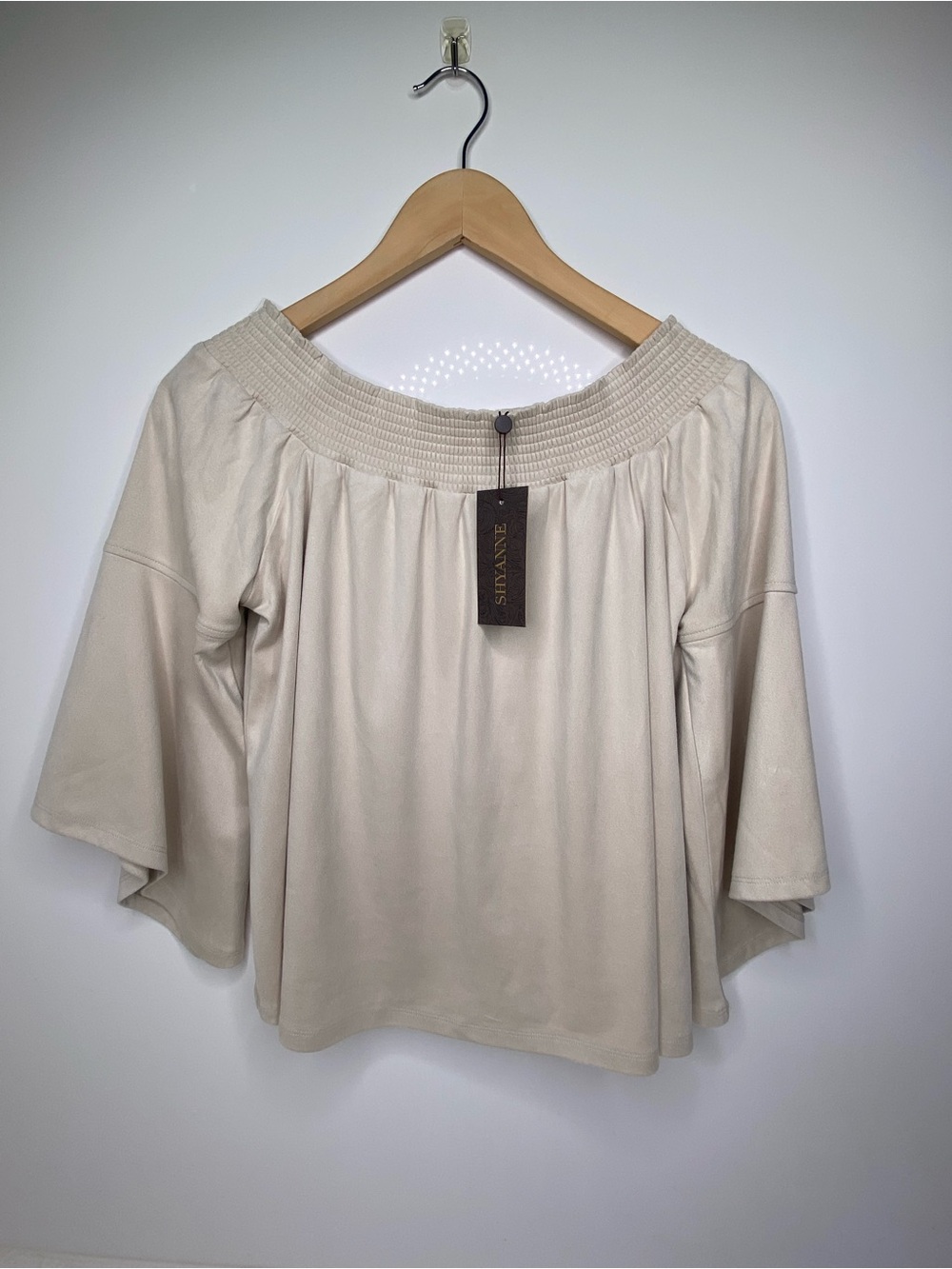 Shyanne Cream Off-Shoulder Bell Sleeve Tunic